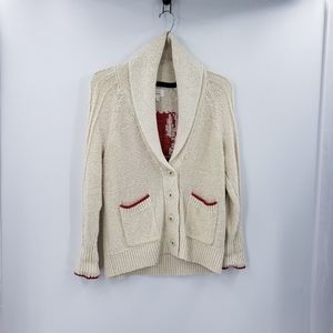 BY ANTHROPOLOGIE creme with red lobster cardigan sweater